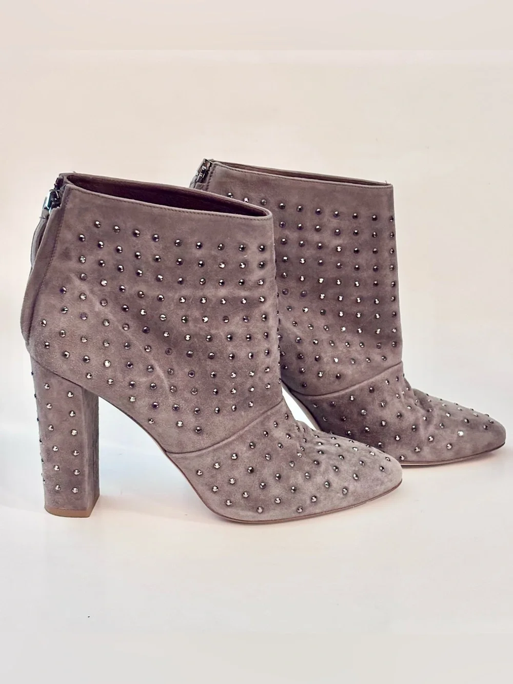 J. Crew Grey Suede Studded Ankle Booties